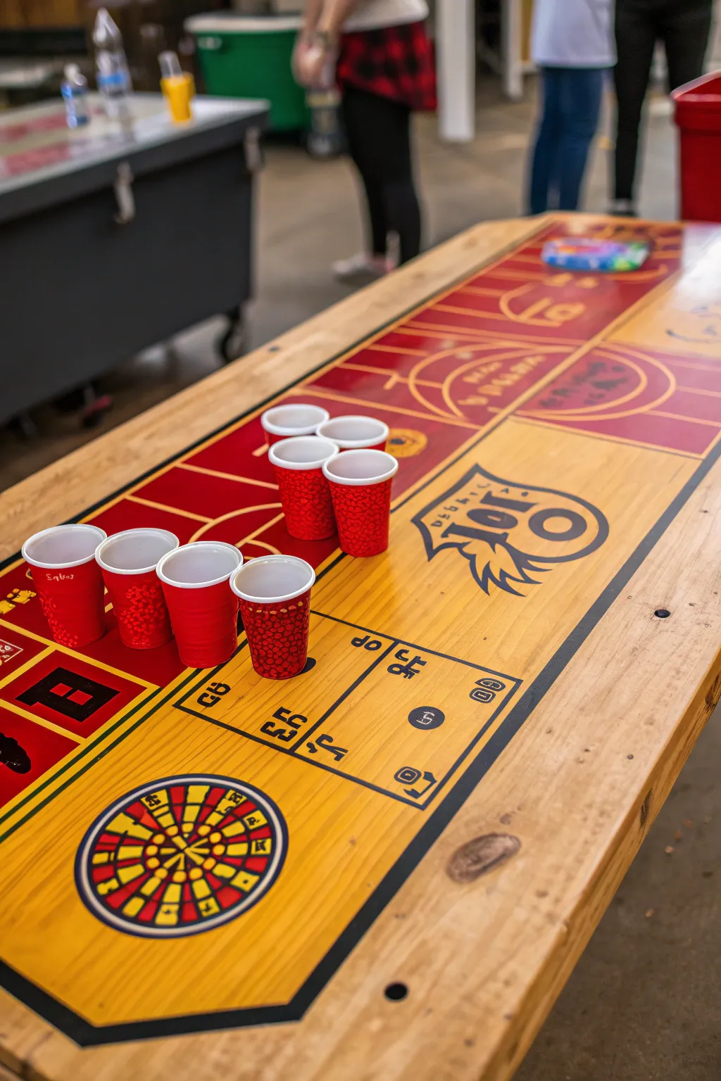 Level up your game night with this board game-inspired beer pong table!