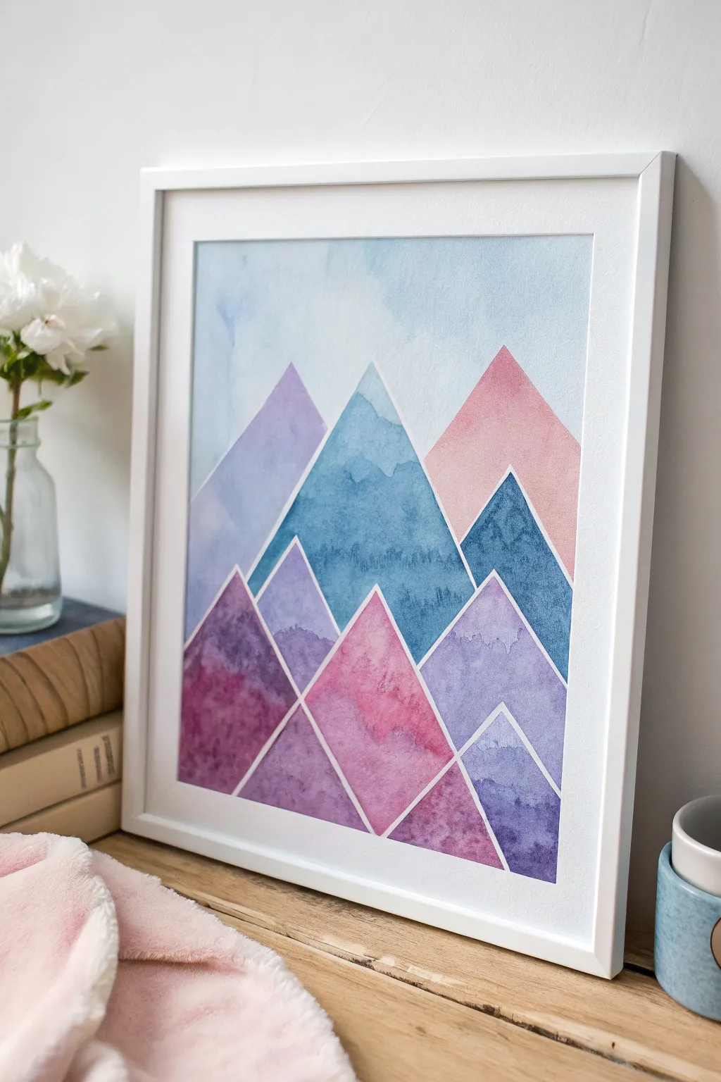 Embrace the serene beauty of abstract mountains with this minimalist watercolor masterpiece, perfect for inspiring your next artistic journey.