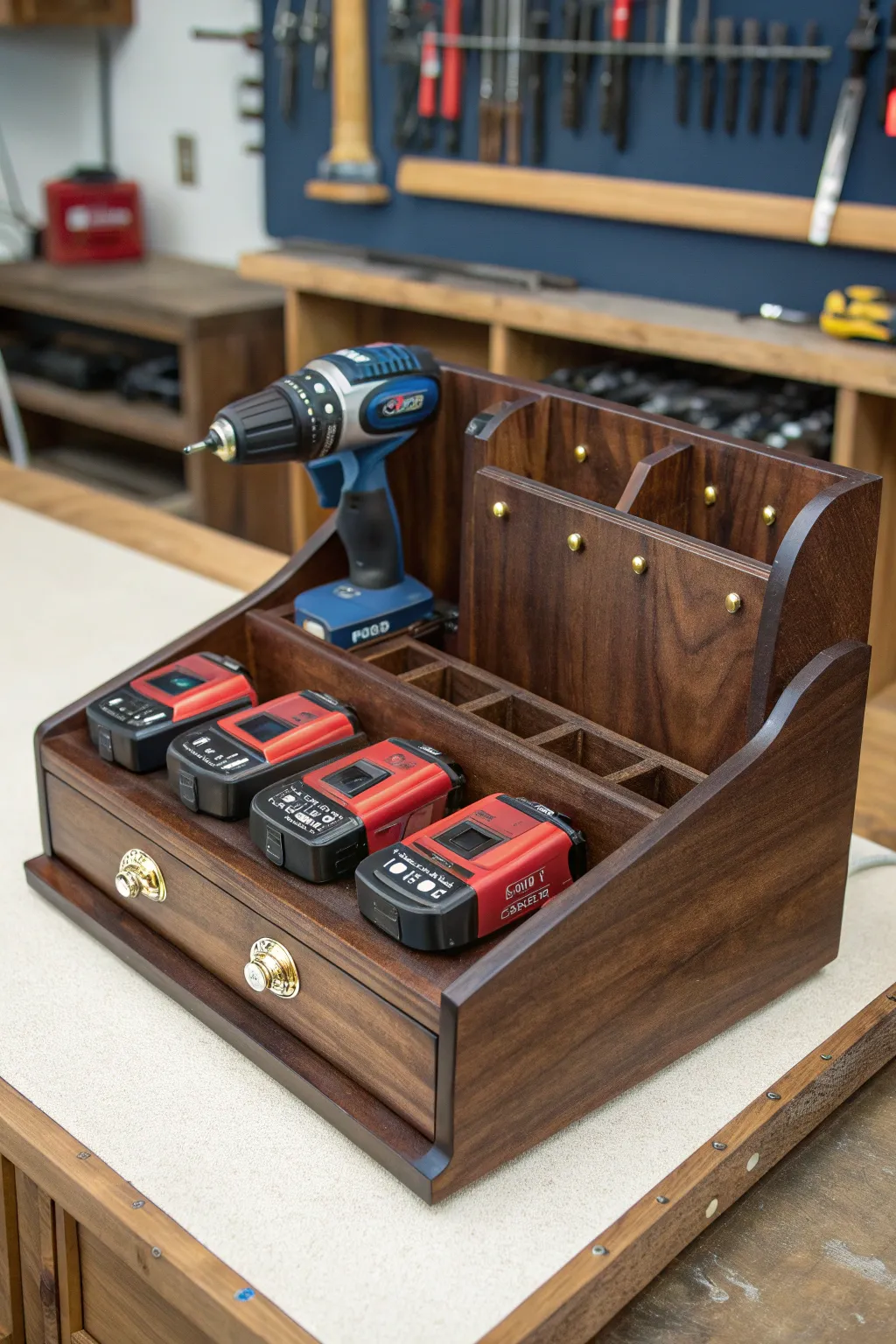 Organize Your Workshop with Style: Craft the Perfect Cordless Drill Charging Station.
