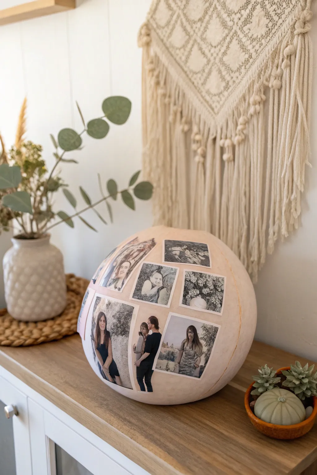 Cherish the journey with a handcrafted family photo collage belly cast, capturing memories in minimalist elegance.