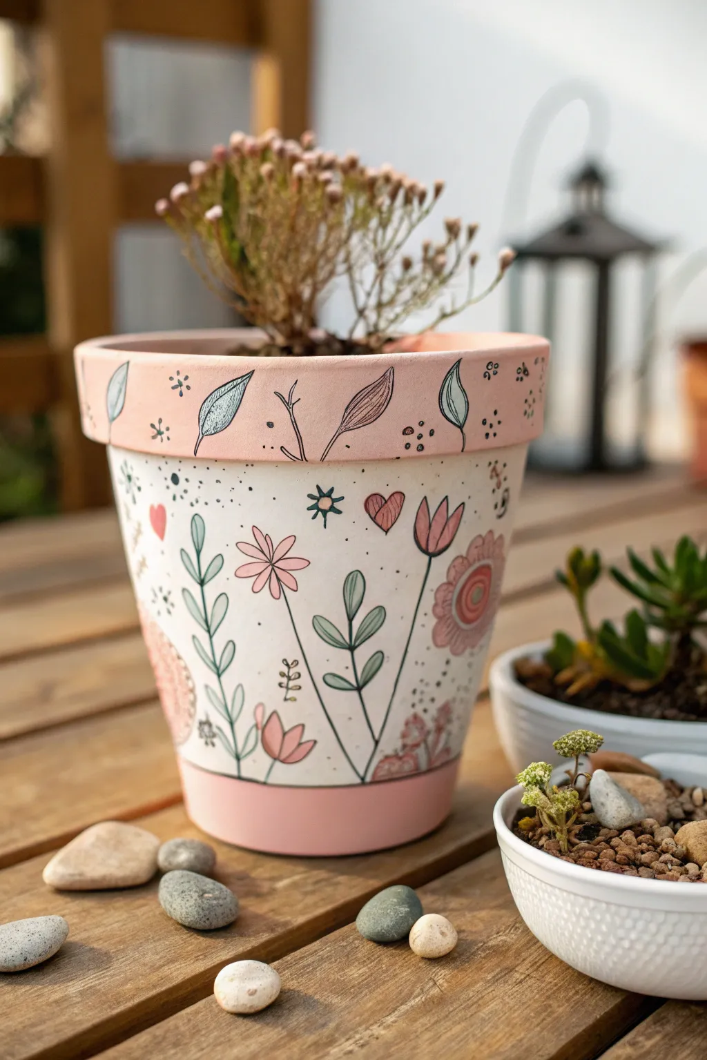 Add a touch of whimsy to your friend's plant collection with a hand-painted pot that radiates natural beauty.