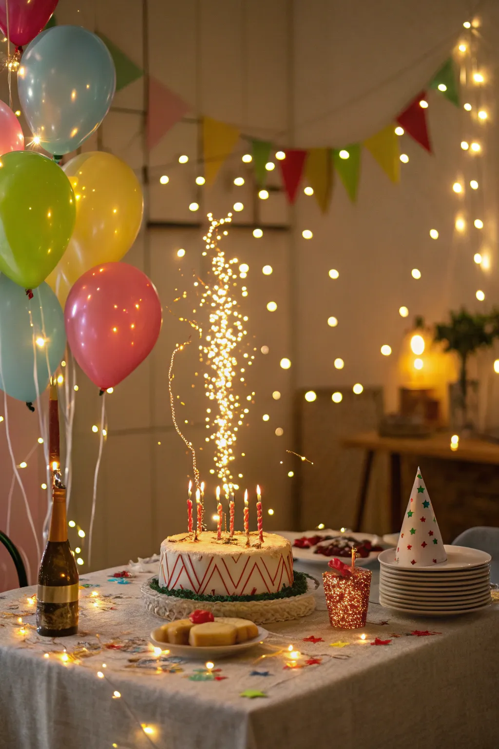 Magical fairy lights adding sparkle to the celebration.