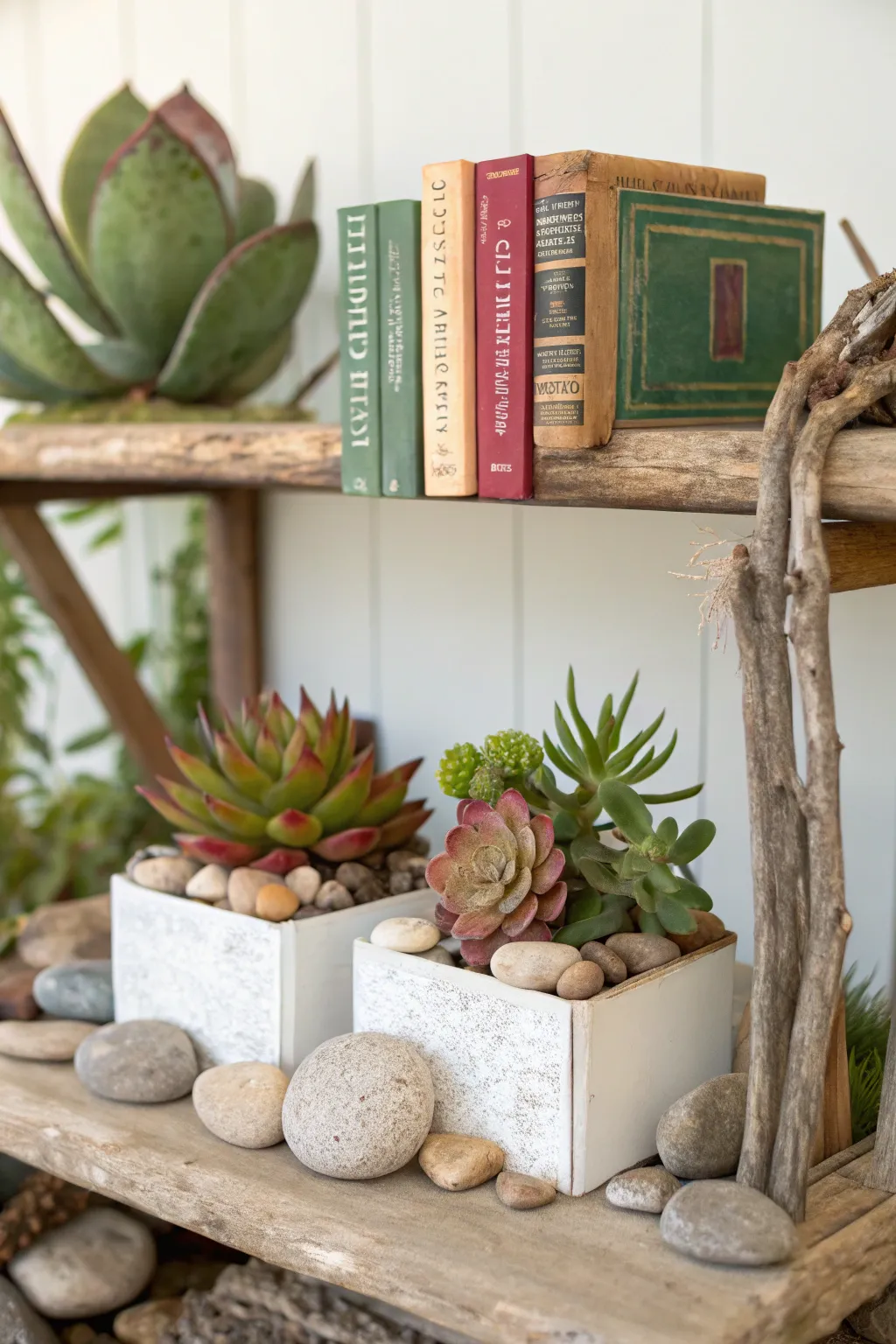 Bring nature indoors with succulent planter bookends.