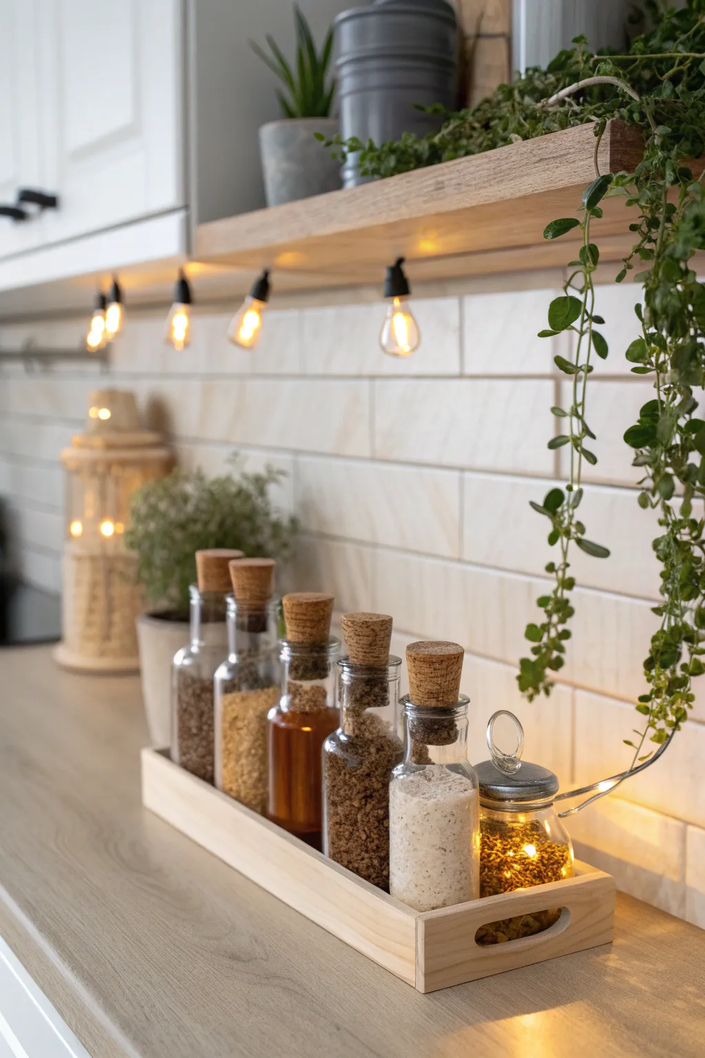 Illuminate your kitchen with the whimsical charm of spice bottle lamps.
