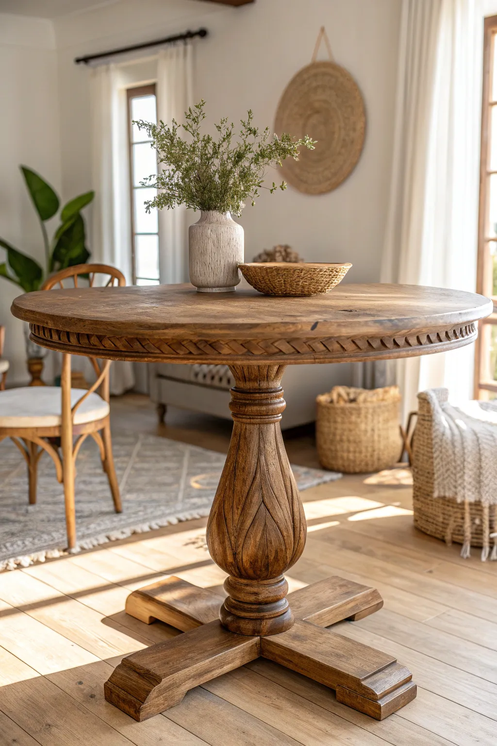 Elevate your space with the rustic charm of a brown wash finish, blending minimalism with natural beauty.