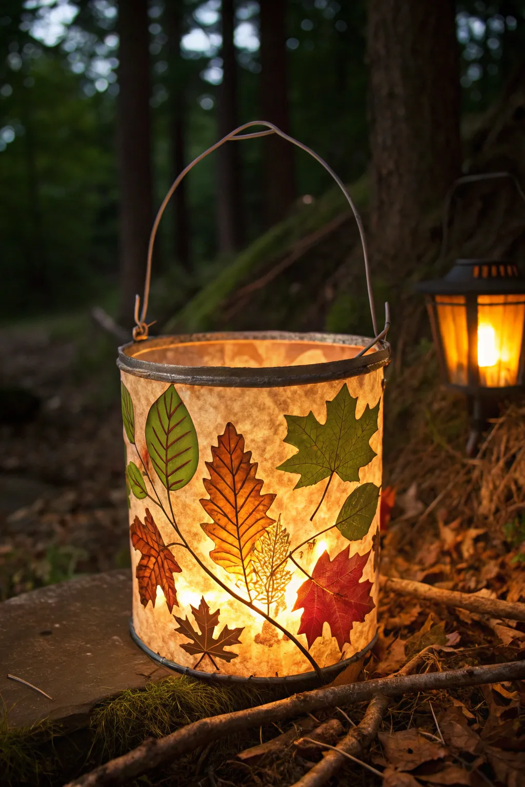 Illuminate your campsite with nature’s elegance – a handcrafted bucket light that blends seamlessly with the wilderness.