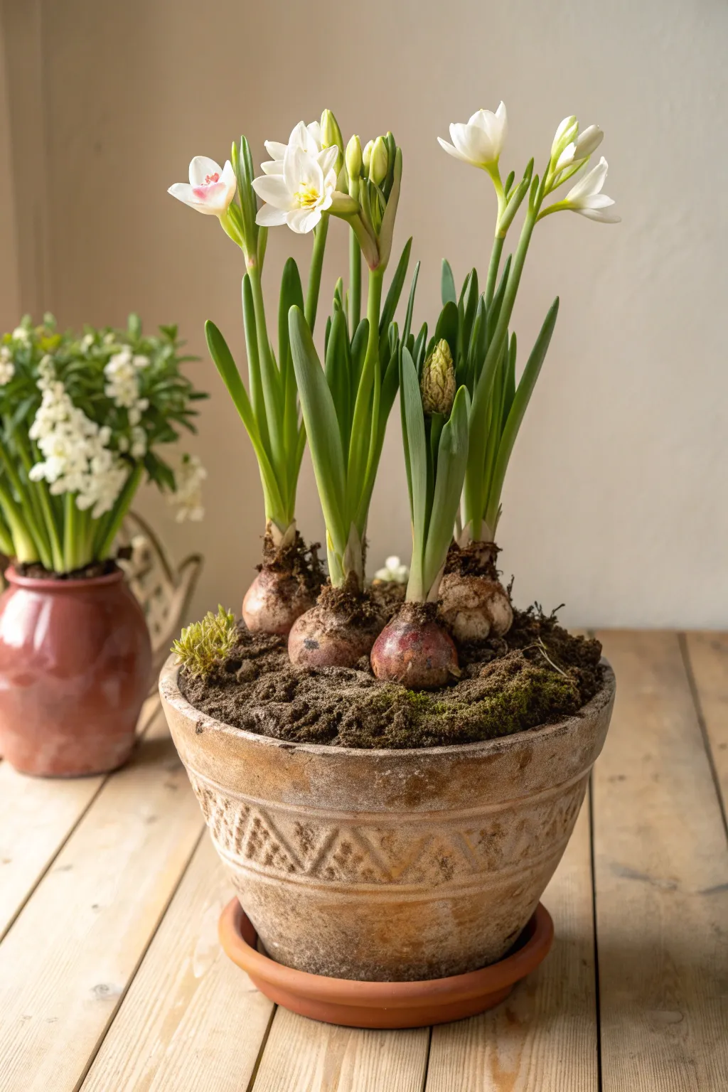 Embrace the beauty of nature with a whimsical bulb lasagna arrangement.