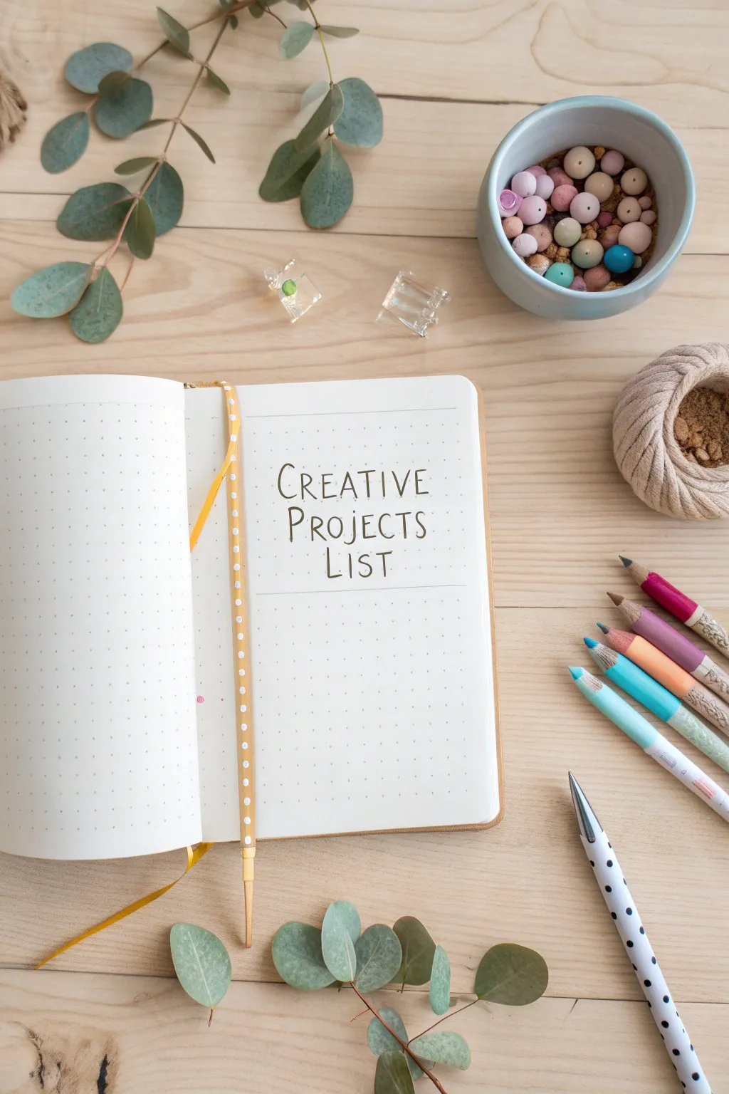 Inspire your creativity with a beautifully organized bullet journal list. #CreativeProjects #ScandiBohoStyle