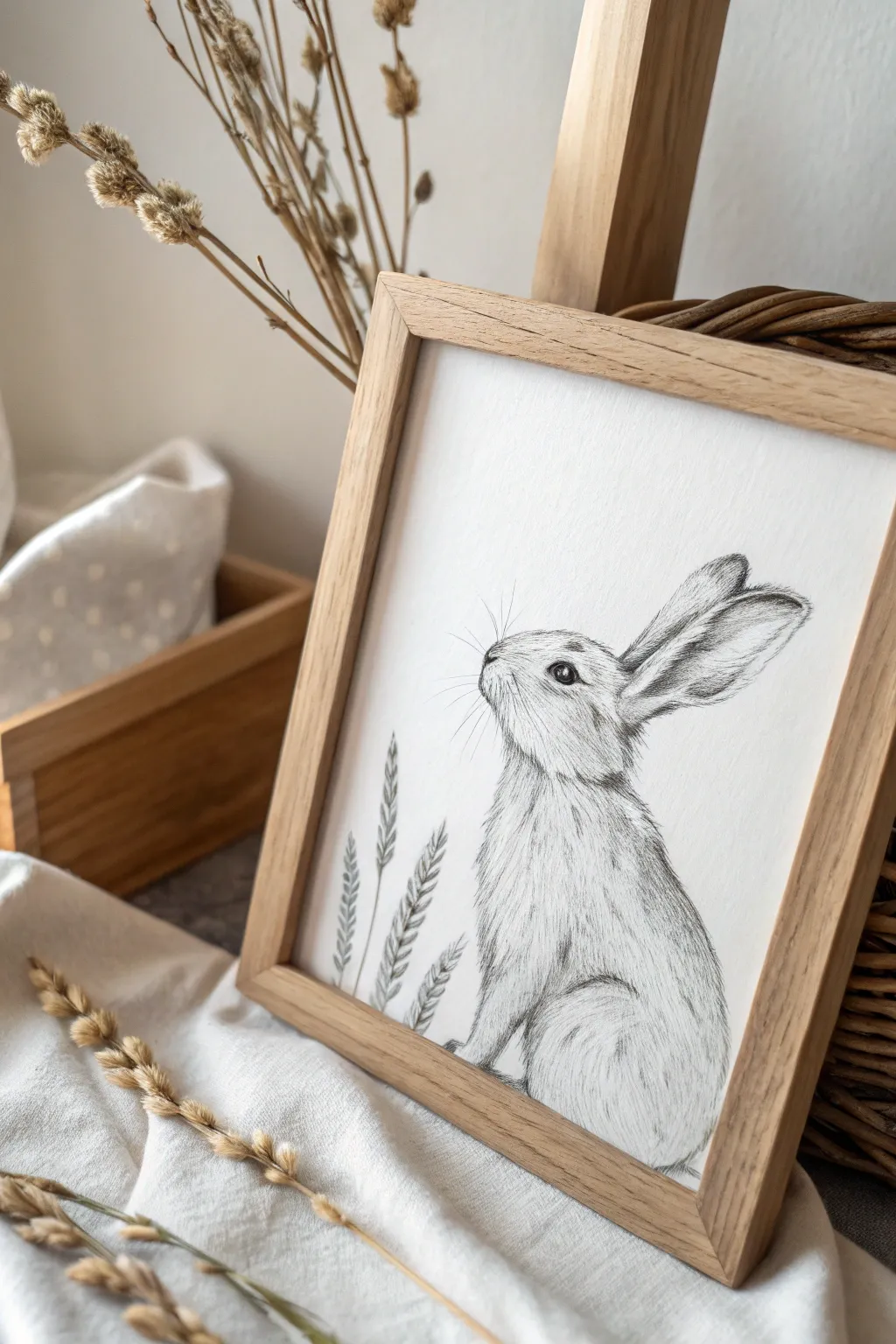 Embrace simplicity with this elegant monochrome bunny sketch, perfect for adding a touch of minimalist charm to your space.