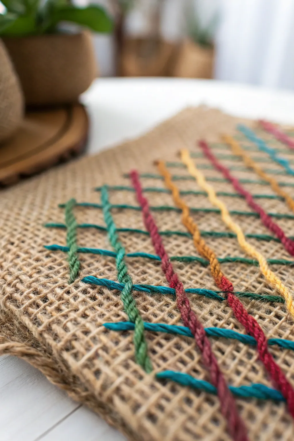 Discover the beauty in simplicity with this woven burlap masterpiece.