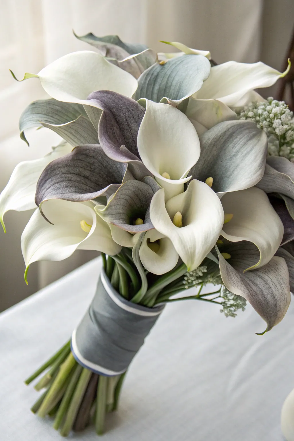Monochrome magic with a cohesive calla lily bouquet.
