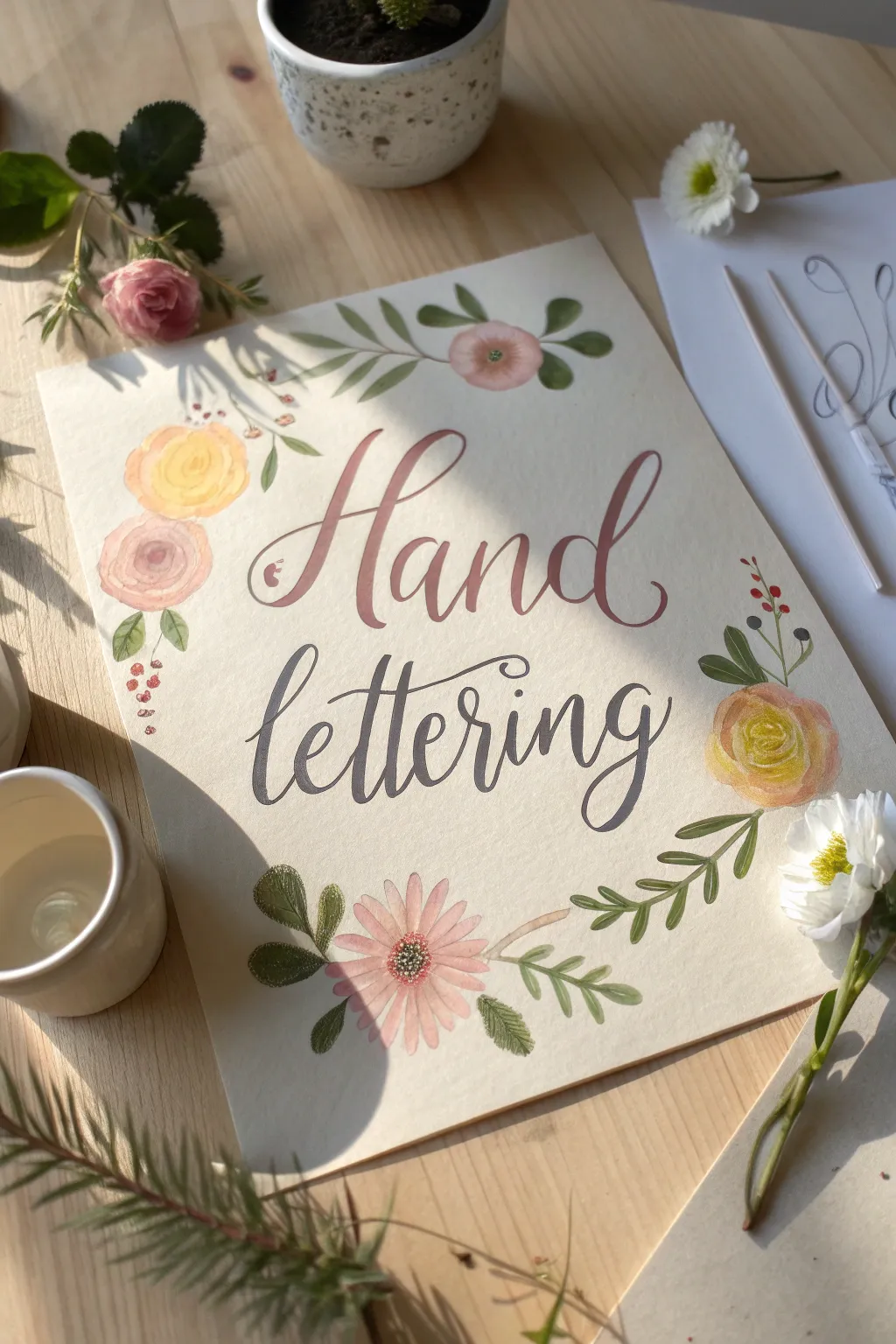 Add a touch of nature to your calligraphy with floral flourishes.