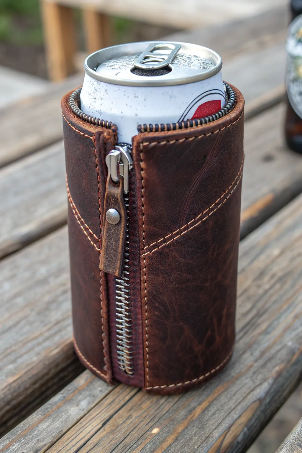 Keep your drinks ice-cold and stylish with this expertly crafted zippered insulation koozie.