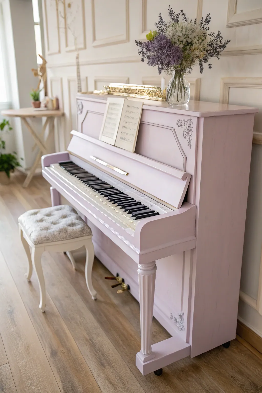 Transform your space with a pastel dream piano, perfect for a serene and inviting atmosphere.