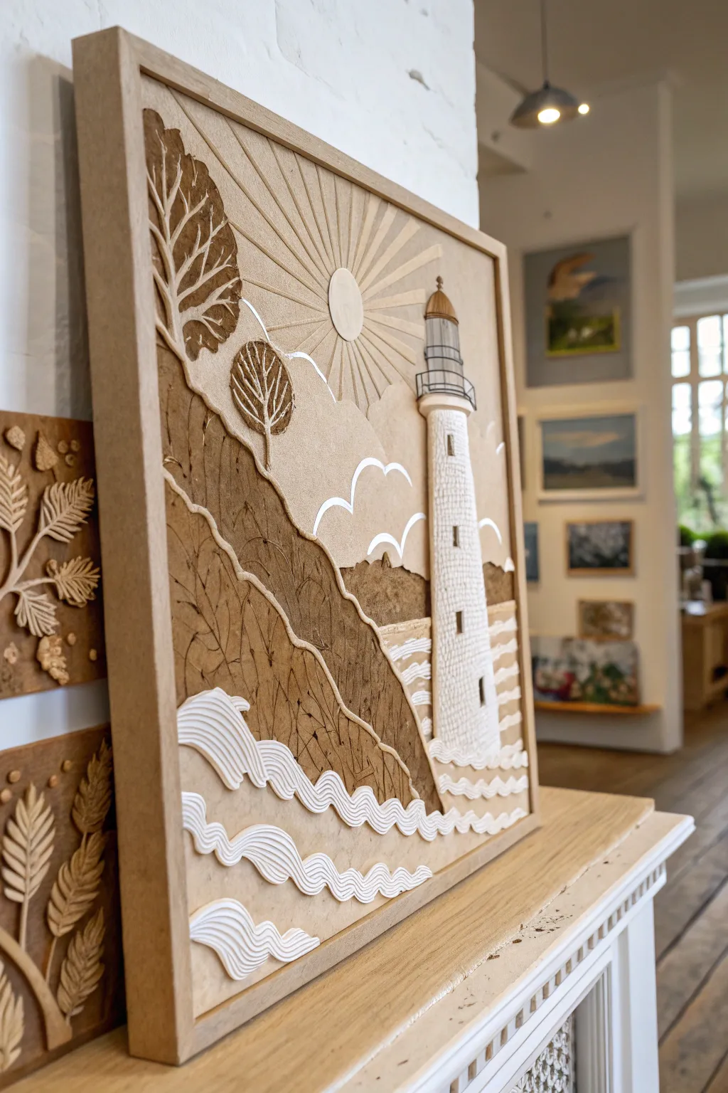 Discover the beauty in simplicity with this textured cardboard relief, where art and nature meet in perfect harmony.