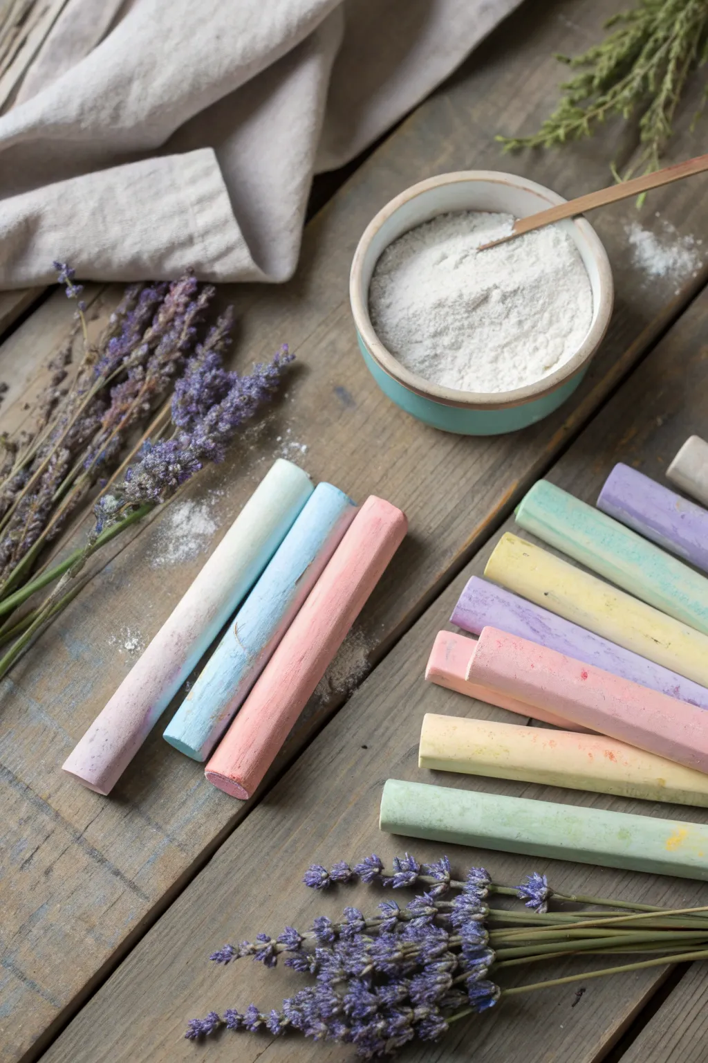 Craft your own pastel dreams: Homemade chalk with a touch of Scandinavian simplicity and boho charm.