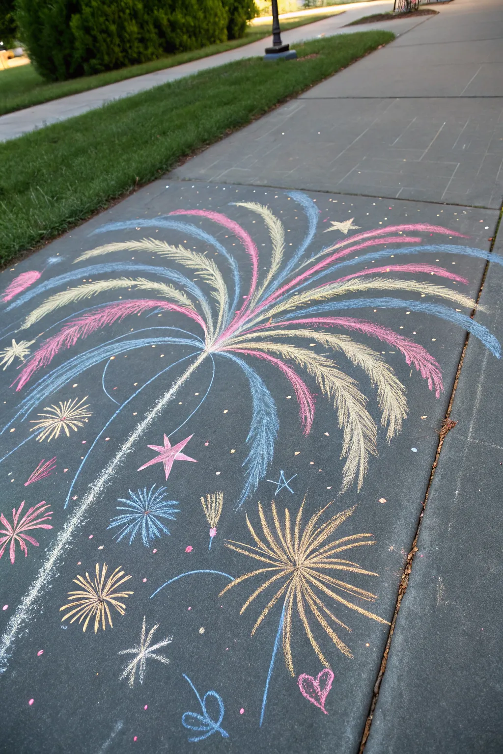 Ignite your imagination with vibrant chalk fireworks—celebrate in colorful elegance!
