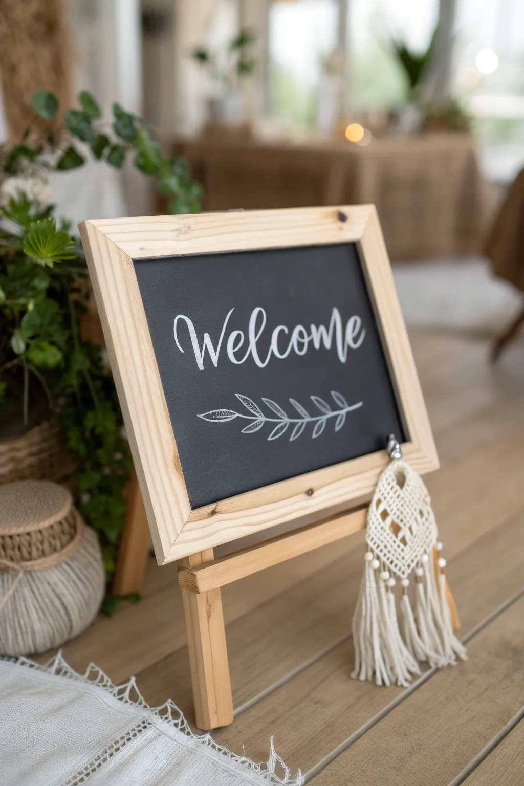 Welcome home with style and warmth – a charming chalkboard frame that greets with simplicity and elegance.