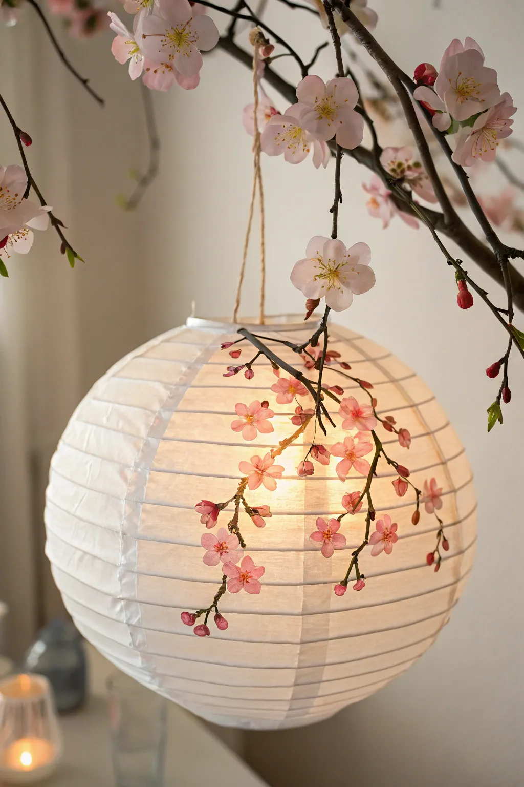 Illuminate your space with the delicate charm of cherry blossom-adorned lanterns.