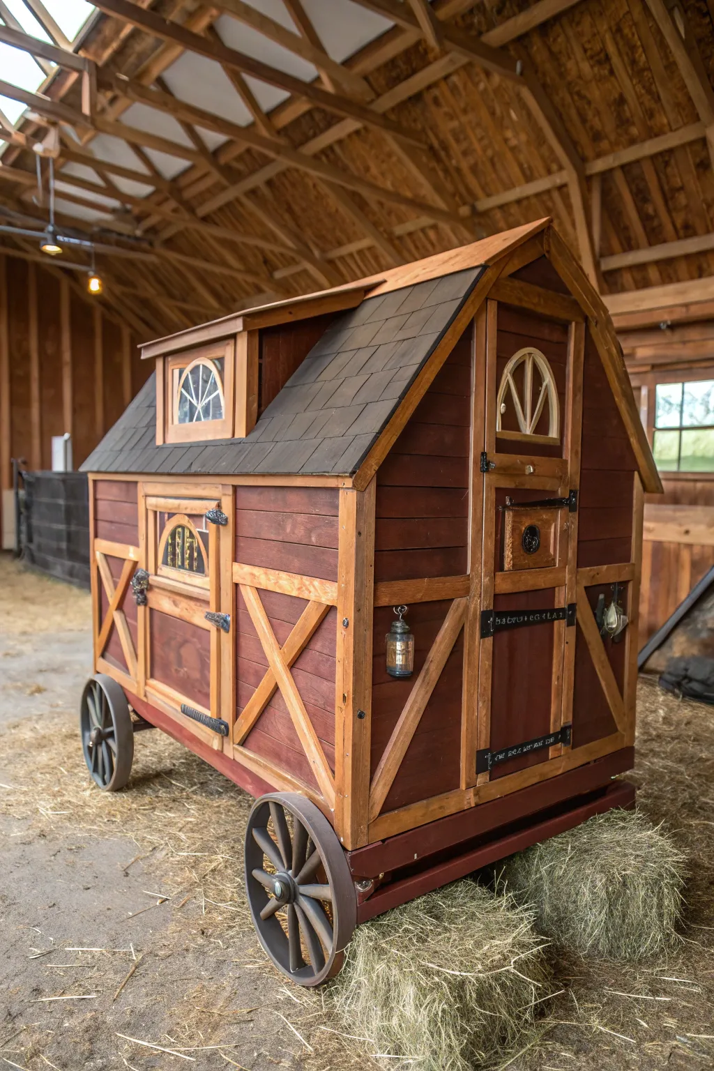 A masterful blend of mobility and craftsmanship: The ultimate portable coop for adaptable barn living.