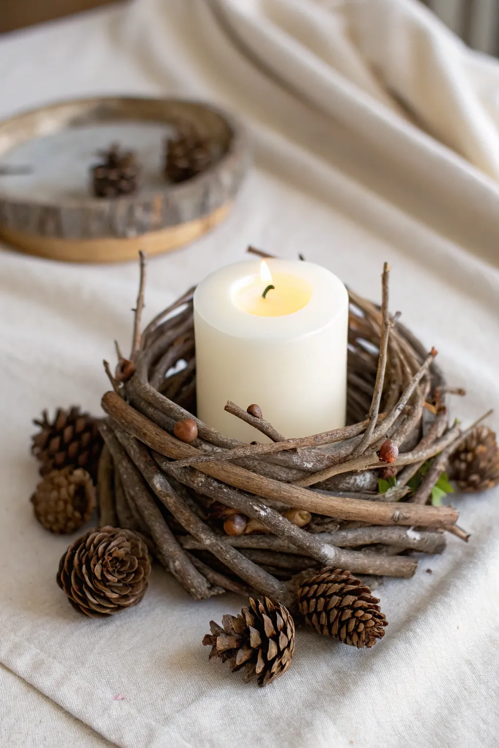Embrace rustic elegance with nature-inspired candle holders this Christmas.