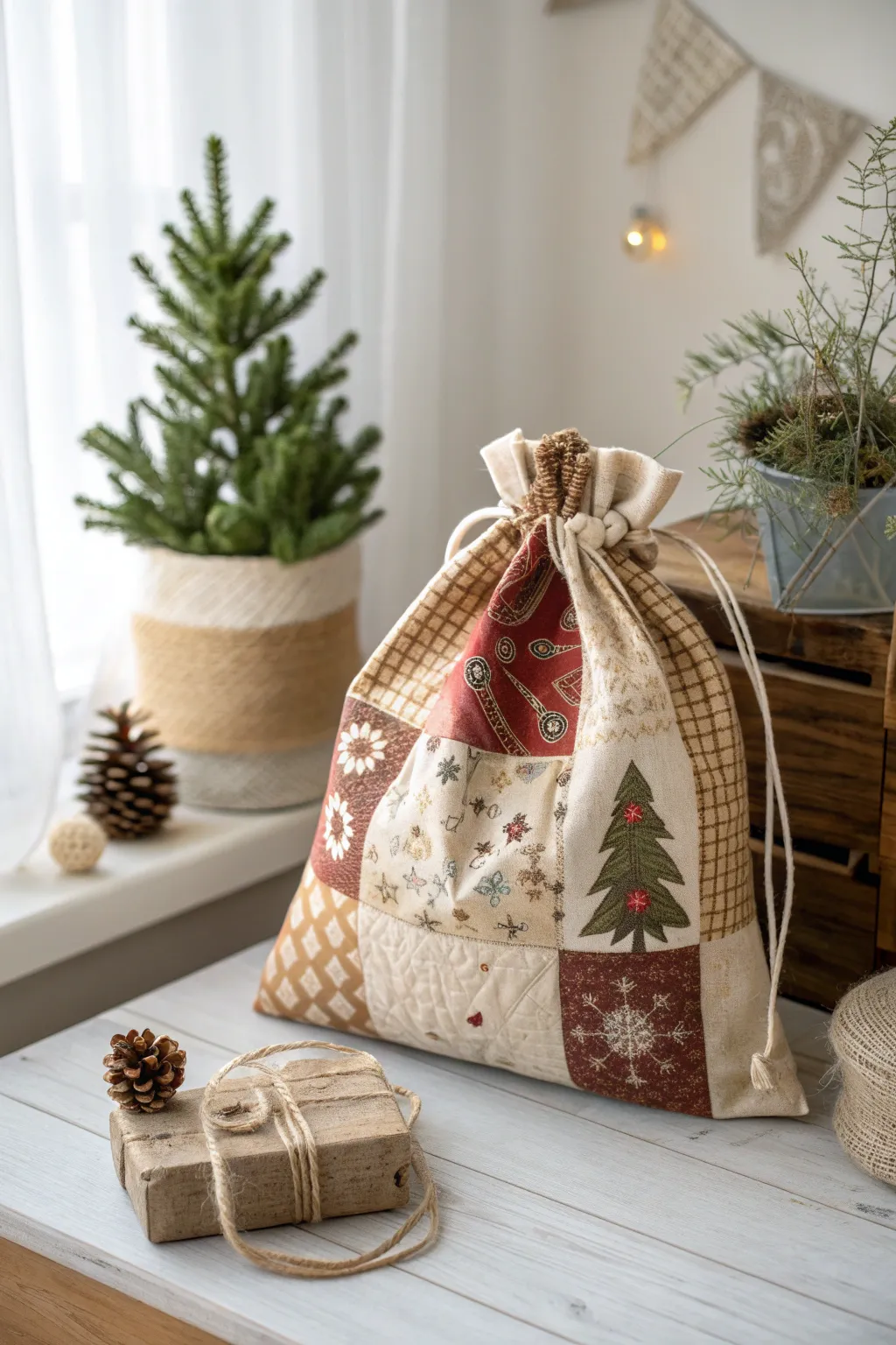 Wrap your gifts in warmth and creativity with this cozy, handmade textile gift bag.
