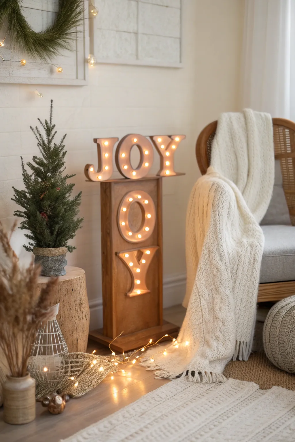 Illuminate your home with the warmth of a DIY joy marquee this Christmas.