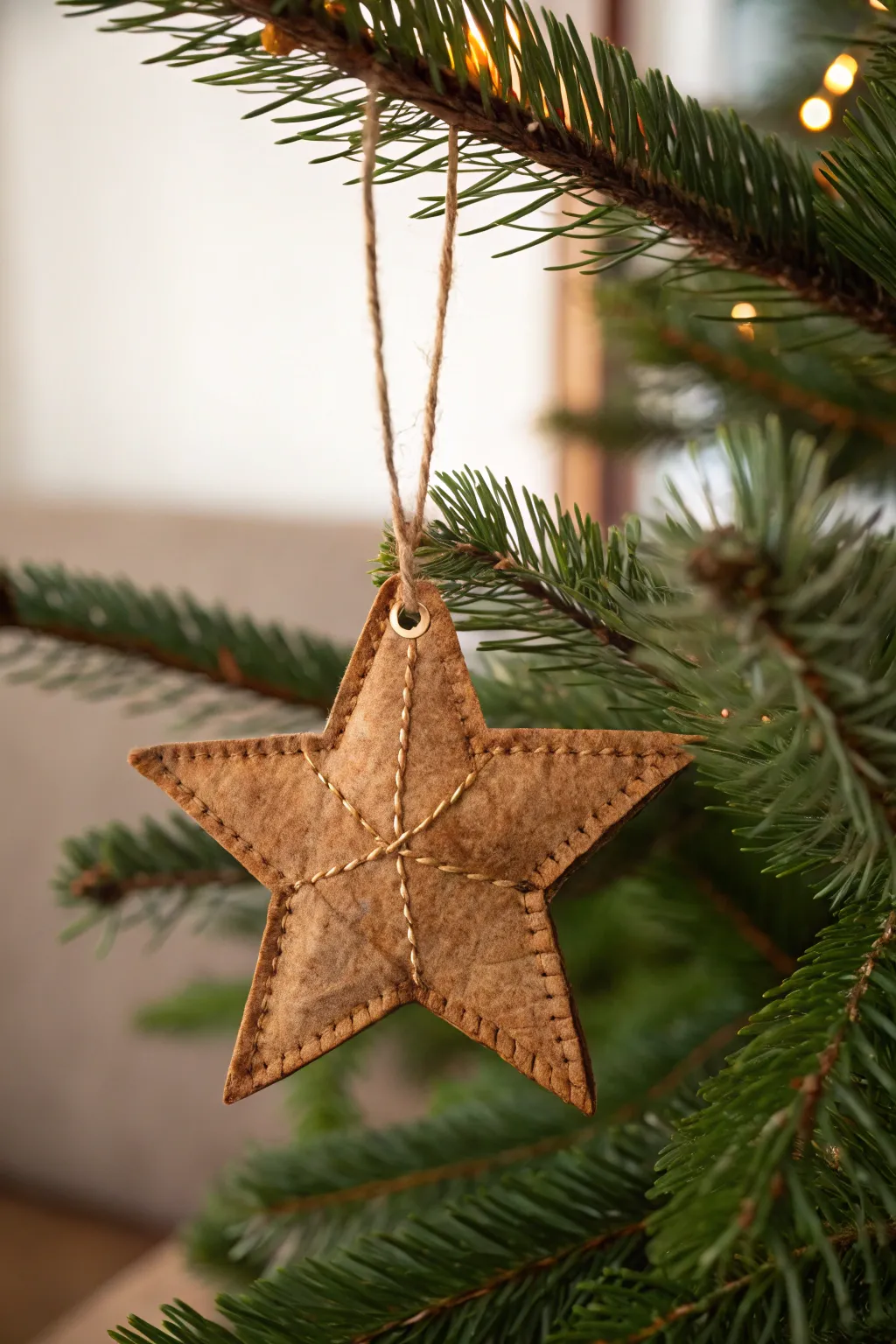 Elevate your holiday decor with handmade leather star ornaments for a touch of rustic elegance.