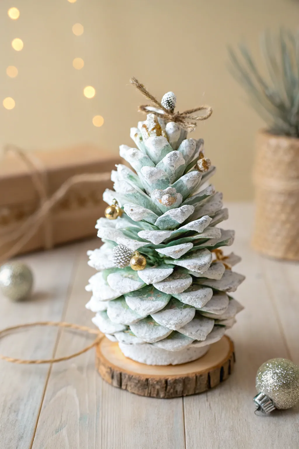 Transform nature's gift into a charming Christmas craft with this minimalist pine cone tree.