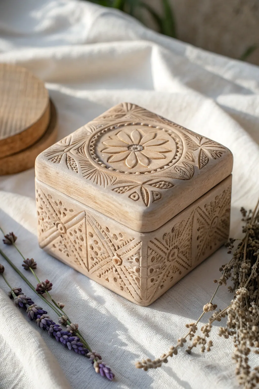Discover the world through craftsmanship: a clay box that tells tales of tradition and beauty.