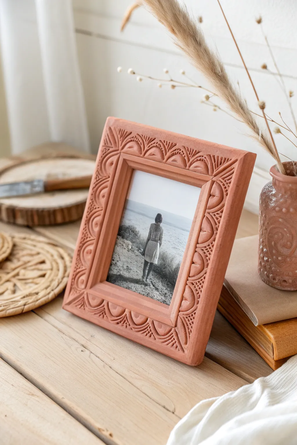 Capture memories with a touch of elegance in handcrafted clay photo frames.