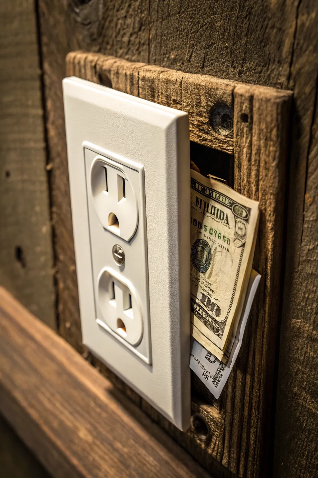 Ingeniously hidden in plain sight: A faux wall outlet safe for your discreet storage needs.