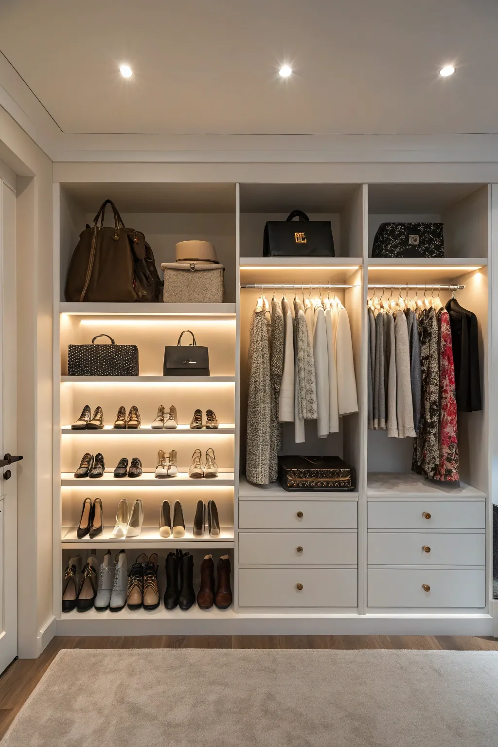 Closet featuring recessed lighting for enhanced visibility.