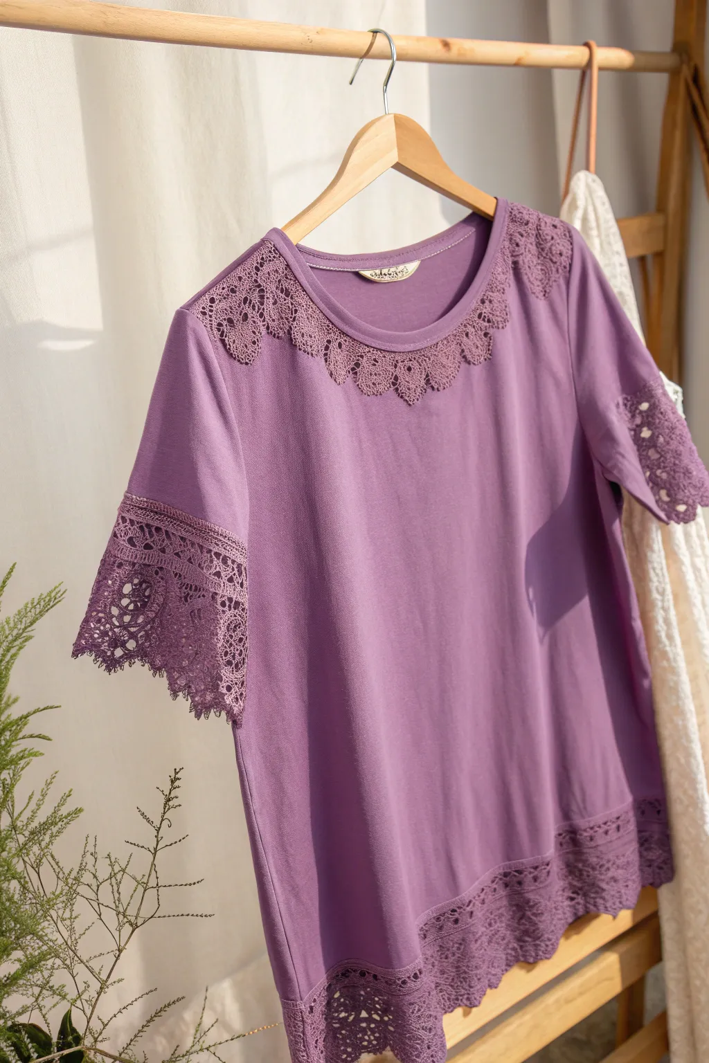 Elevate your style with a touch of lace: Discover the elegance of purple with these beautifully crafted fabric inserts.