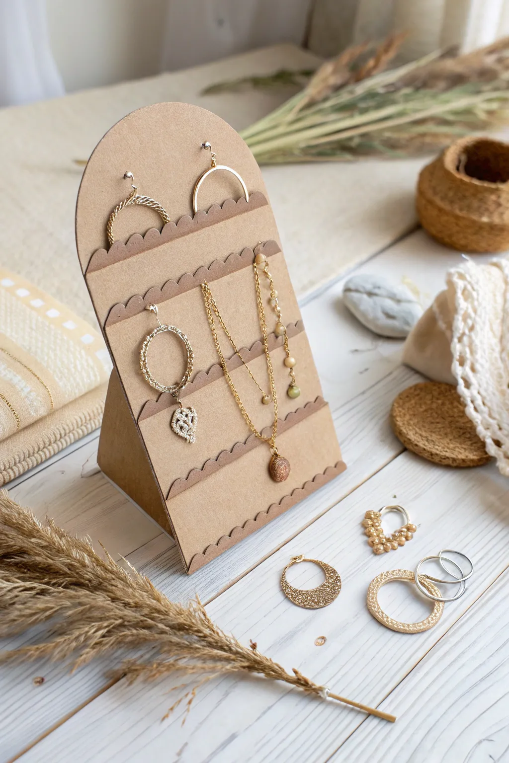 Elevate your accessory organization with a stylish cardboard jewelry holder, where simplicity meets elegance.