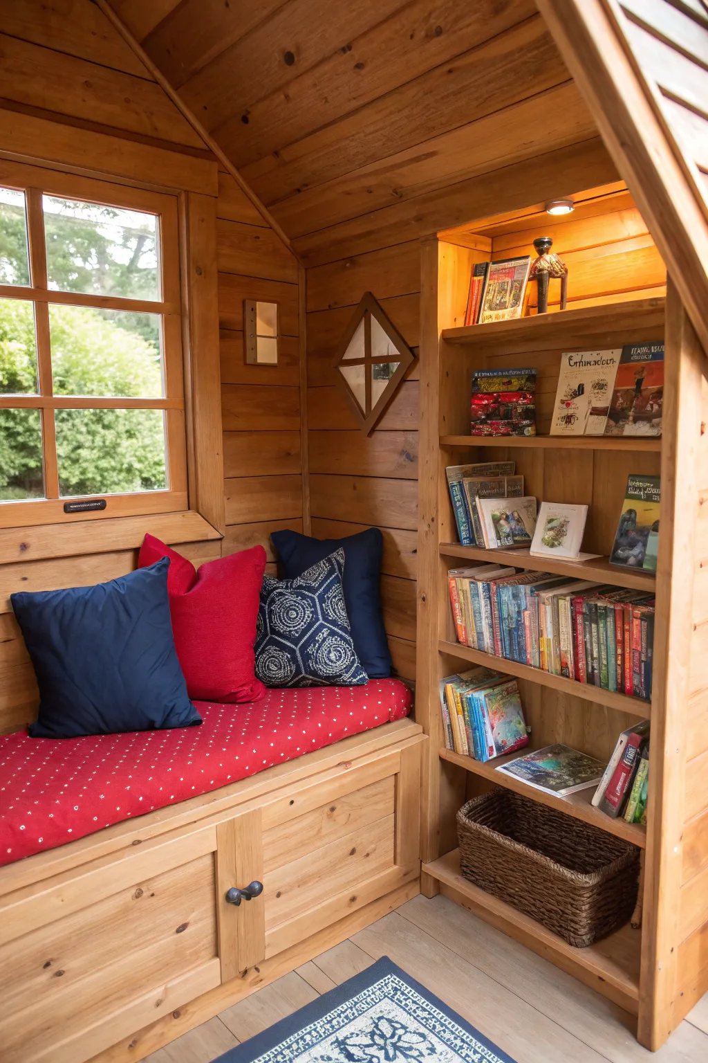 Step into a world of imagination with this cozy reading nook—a perfect blend of craftsmanship and color for young adventurers.