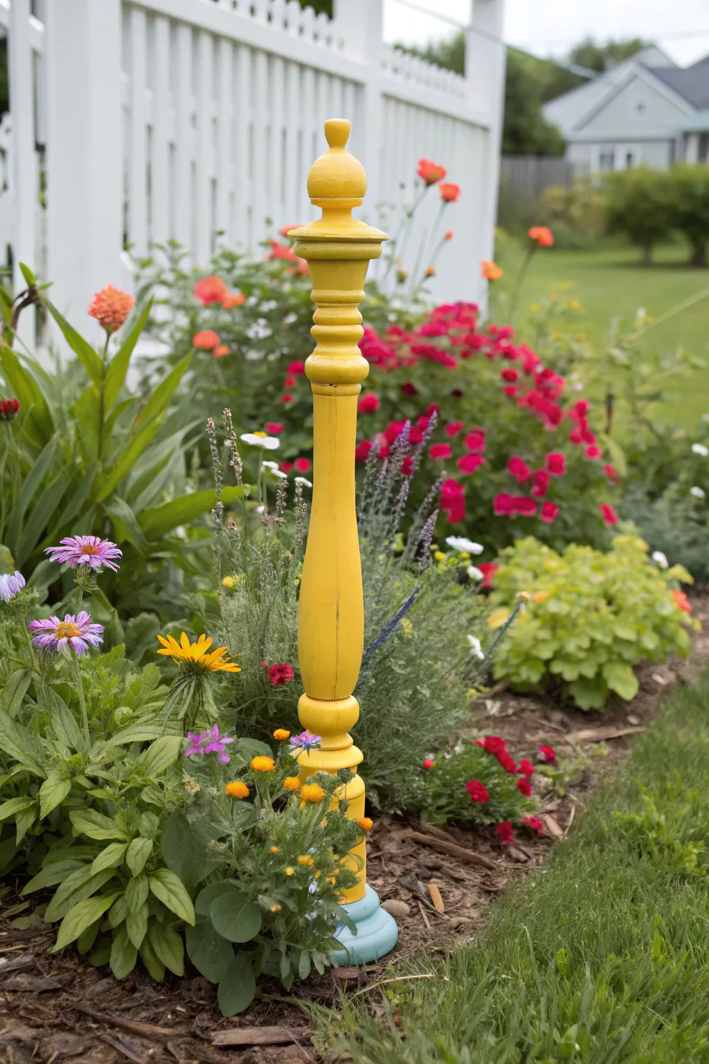 Add a splash of color and charm to your garden with handcrafted spindle stakes!