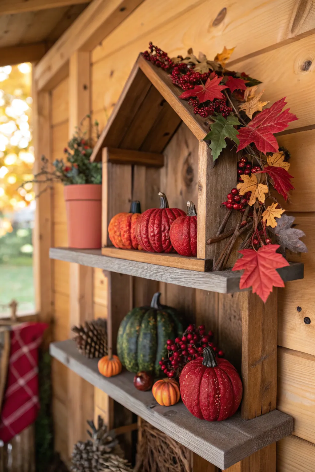 Transform your craft shed with a vibrant seasonal decor corner that sparks creativity all year round!