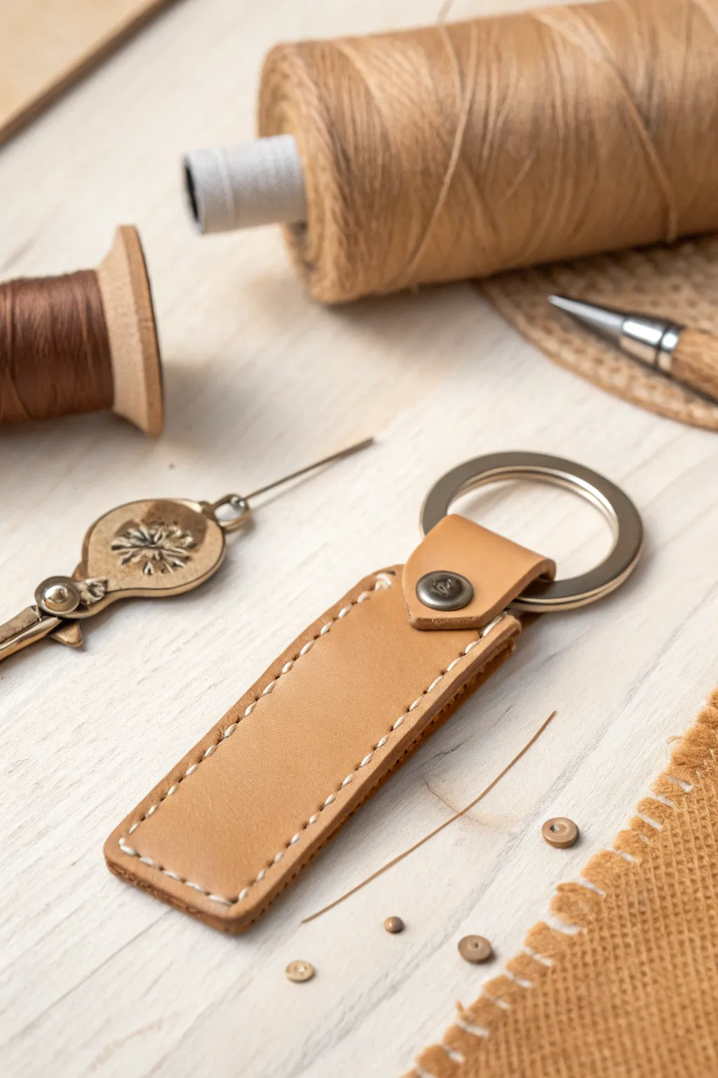 Discover the art of simplicity with handcrafted leather keychains—a perfect blend of minimalism and craftsmanship.