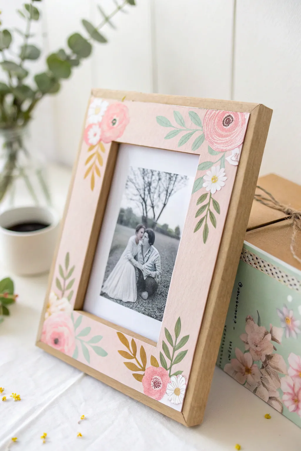 Crafted with love: A simple DIY picture frame that captures moments and memories with elegance.