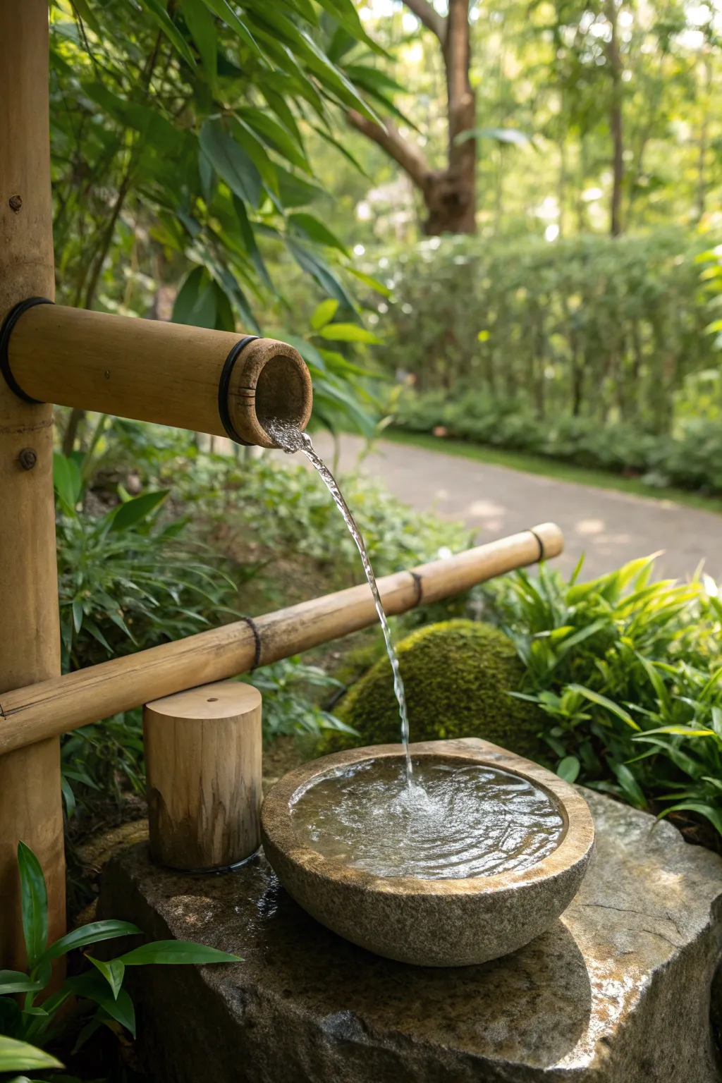 Embrace tranquility with a handcrafted bamboo water fountain, the perfect zen addition to your garden sanctuary.