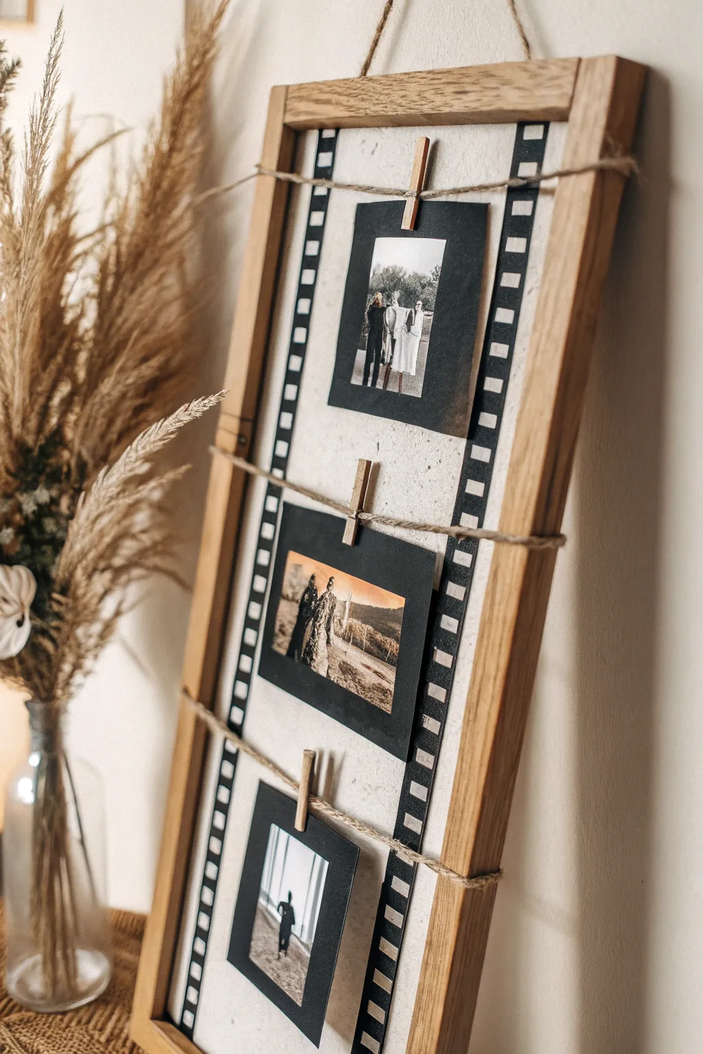 Capture cherished moments with a touch of nostalgia through this elegant film strip display.