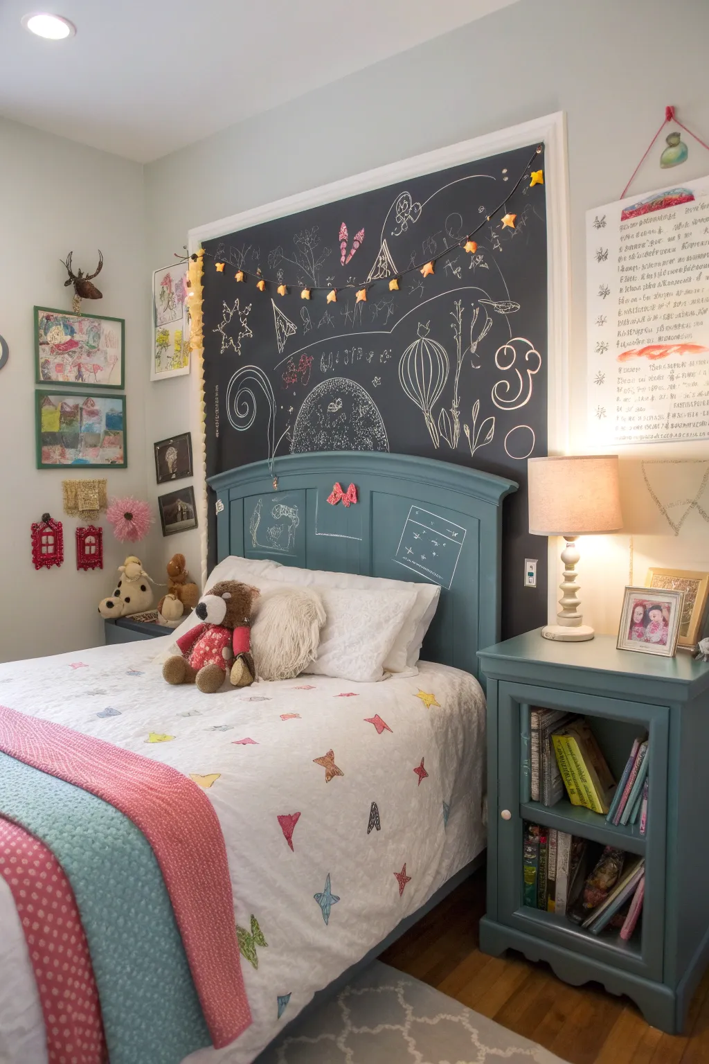 Chalkboard paint invites creativity and interaction.