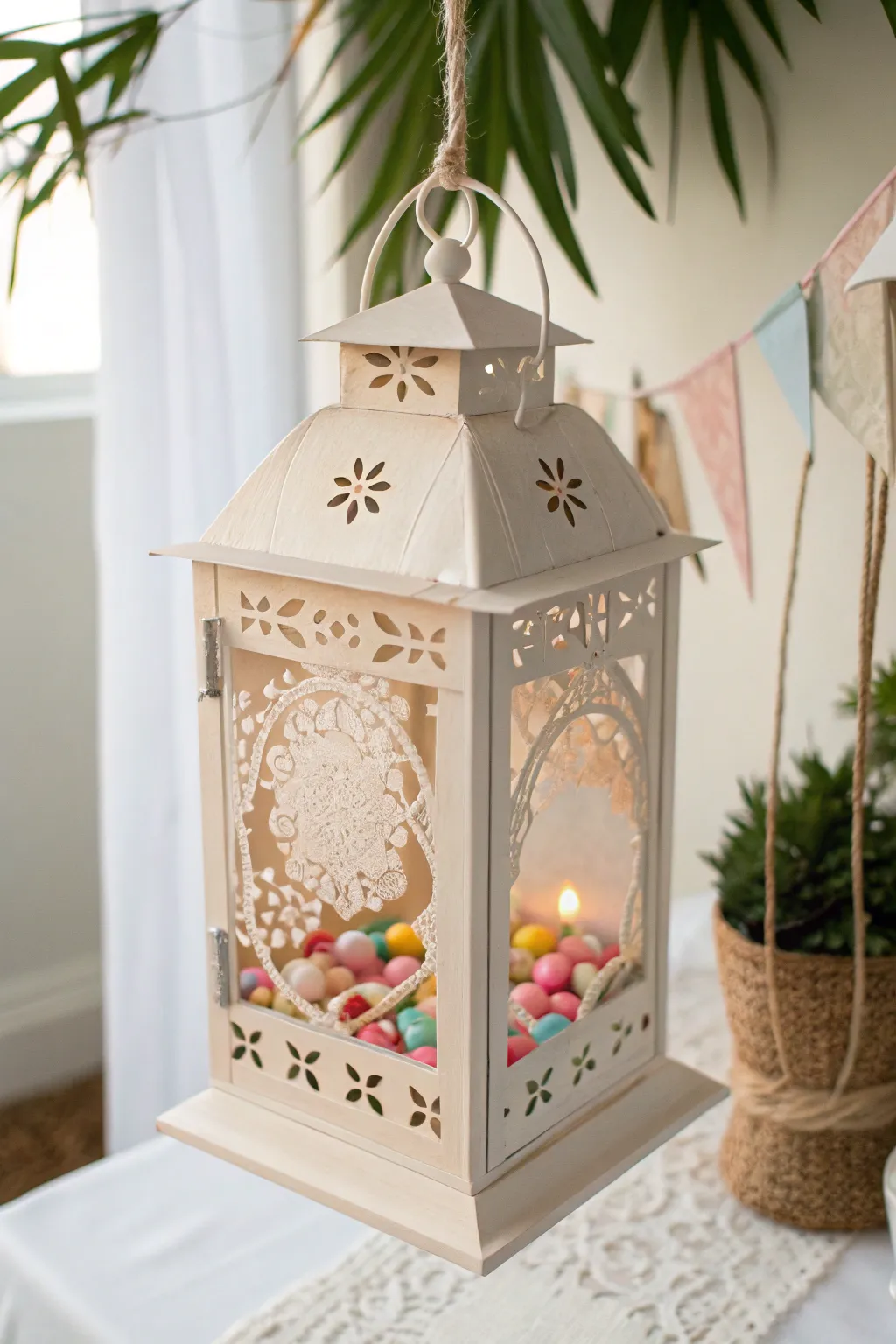 Discover the magic within: a minimalist paper lantern that hides sweet surprises!