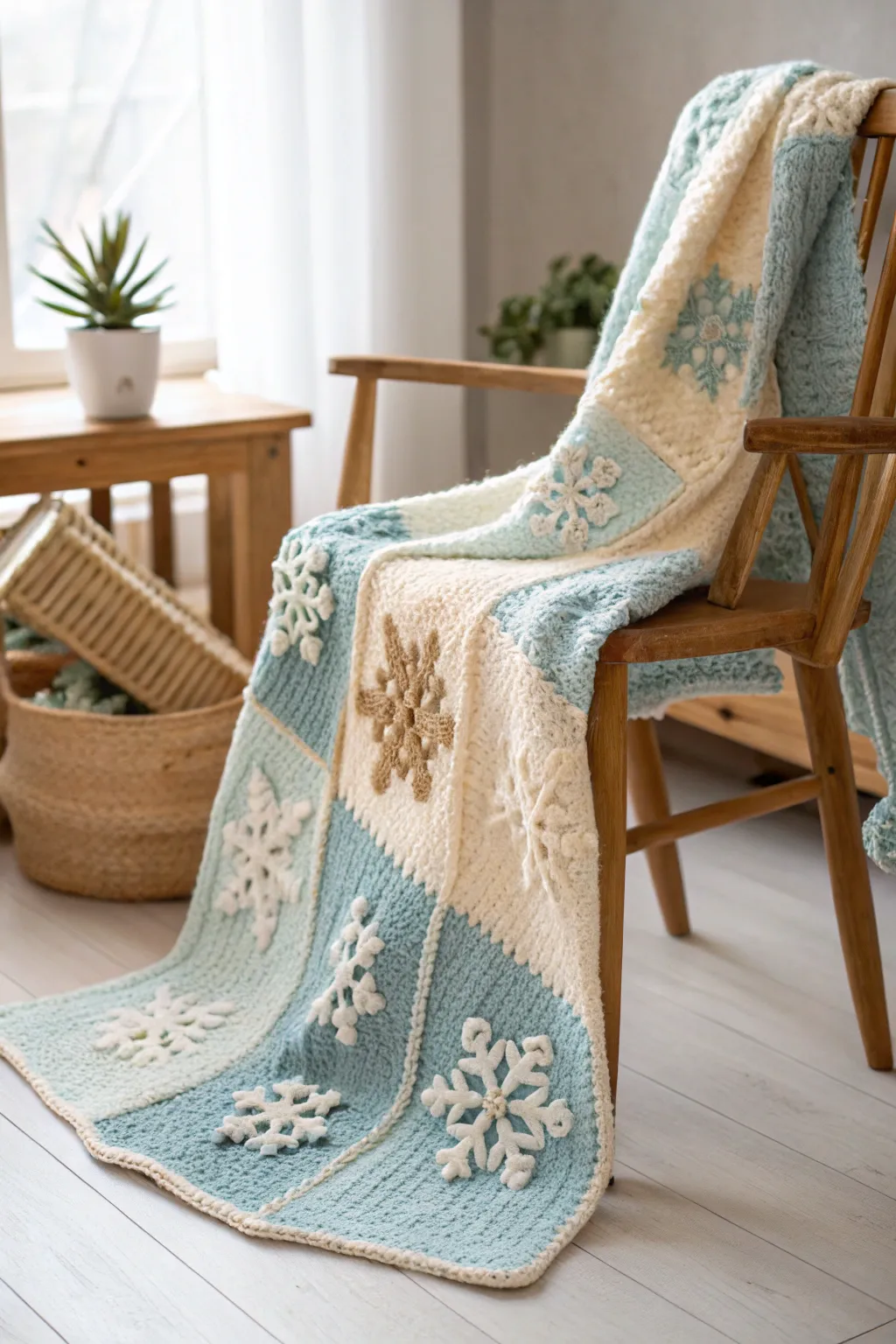Wrap your little one in the cozy charm of winter with this delicately crocheted snowflake baby blanket, perfect for adding a touch of seasonal magic to your nursery.