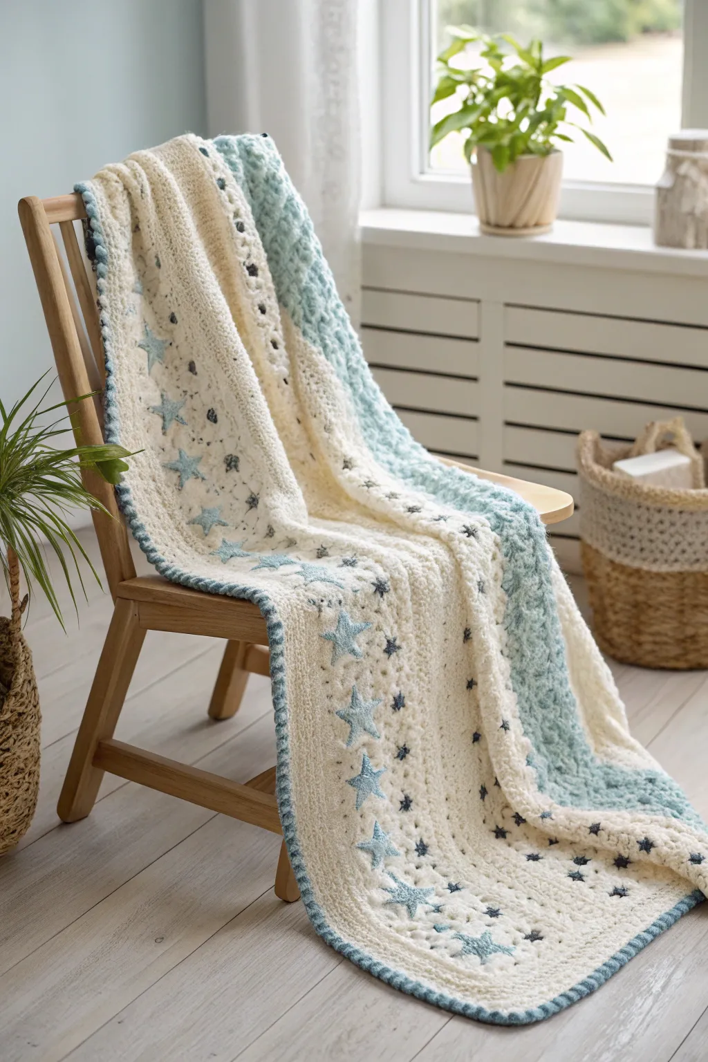 Wrap your little one in the dreamy comfort of a starry night crochet blanket, where simplicity meets celestial charm.