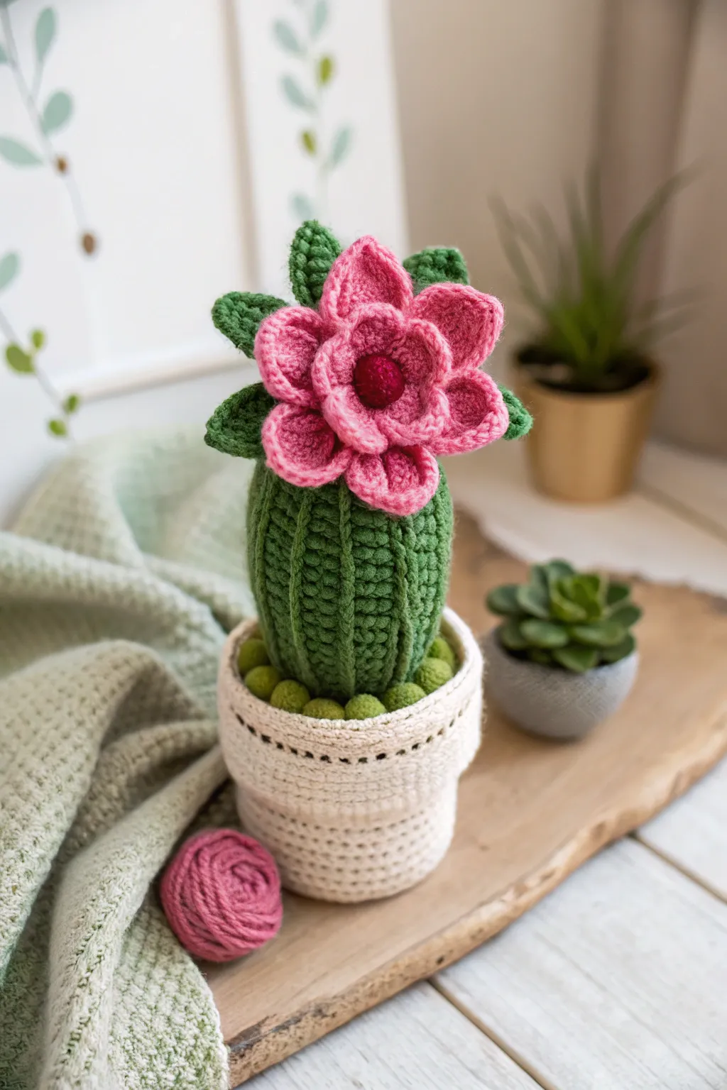 Whimsy Meets Craftsmanship: A Crochet Cactus Flower Delight
