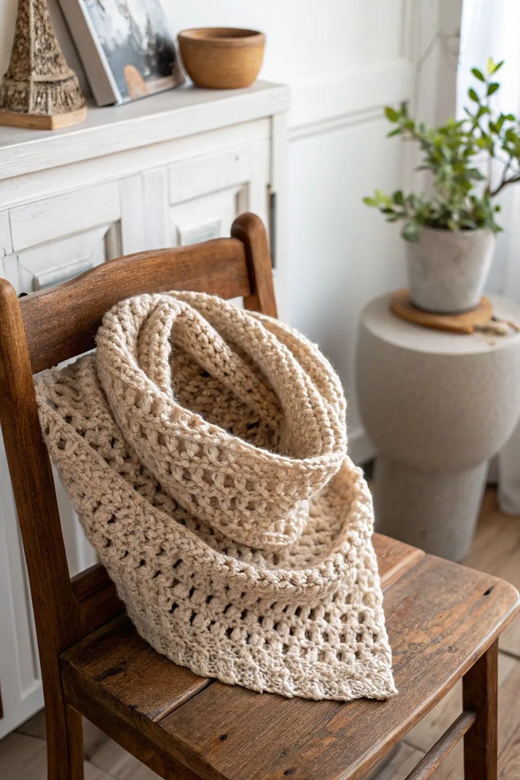 Elevate his style with a handcrafted crochet cowl – the perfect blend of warmth and sophistication.
