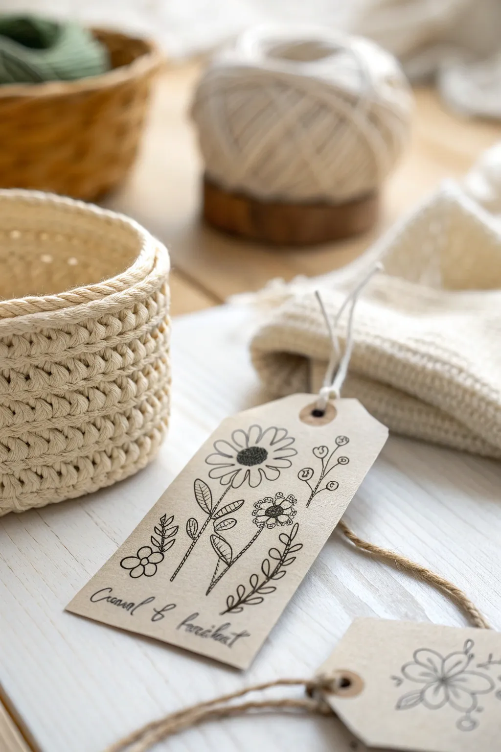 Unleash your creativity with hand-drawn crochet labels, where minimalism meets artistic flair.