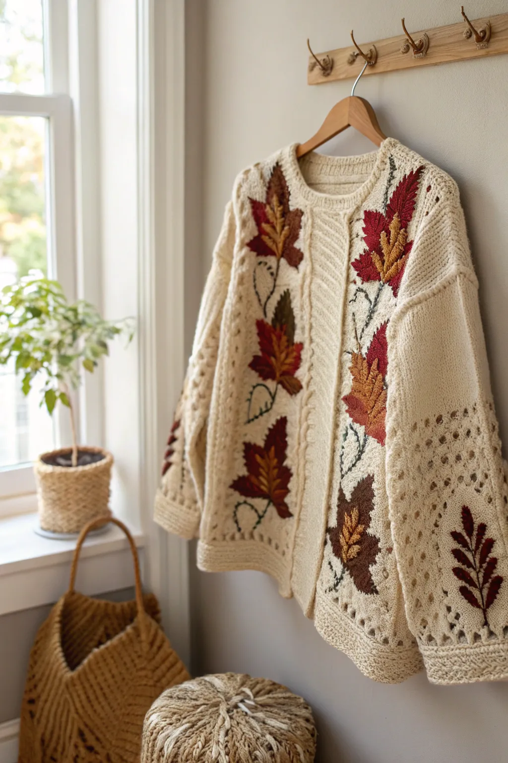 Wrap yourself in the warmth of autumn with this beautifully crafted crochet sweater, embodying the elegance of seasonal change.